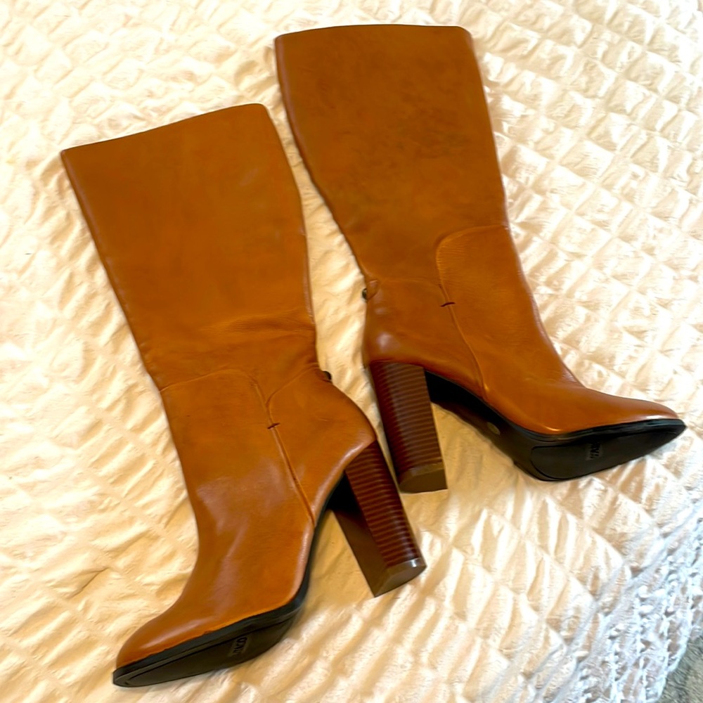 New With Tags!! Genuine Leather Brown Boots with 4 in heel